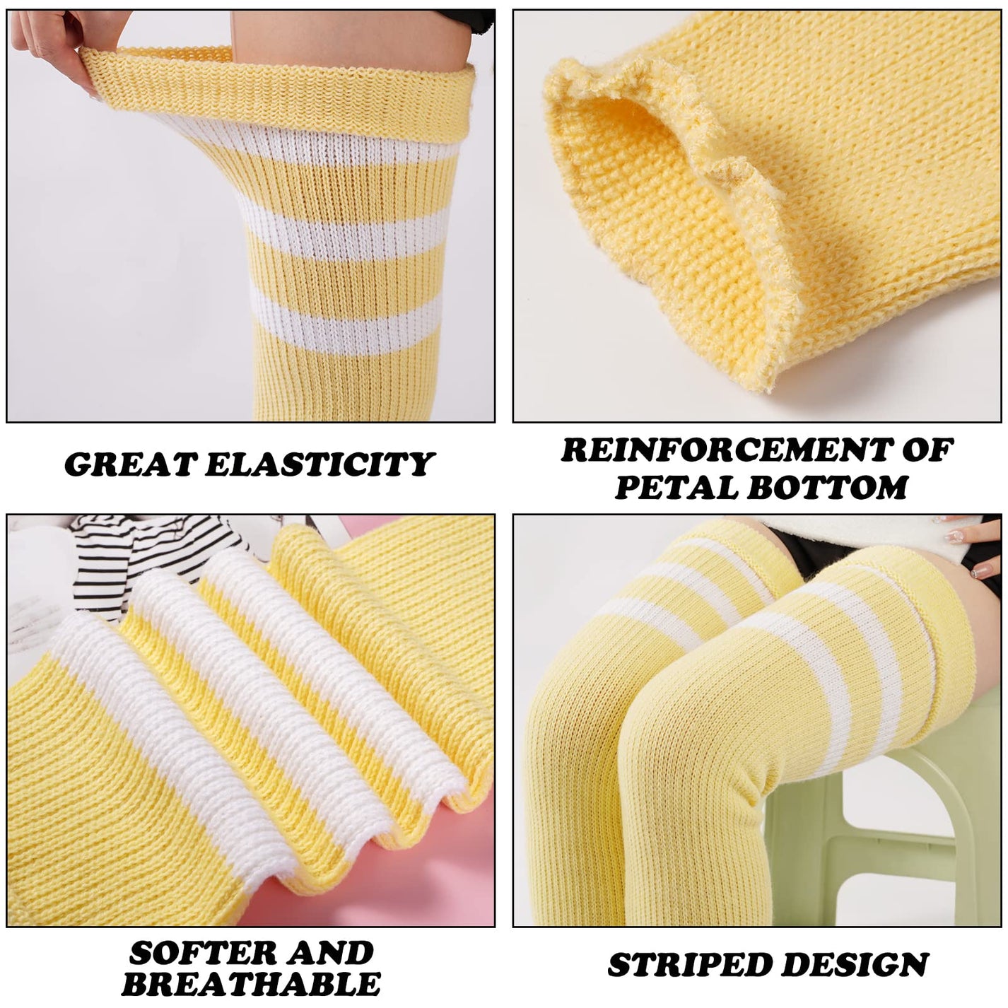 Plus Size Leg Warmers for Women Yellow White Moon Wood