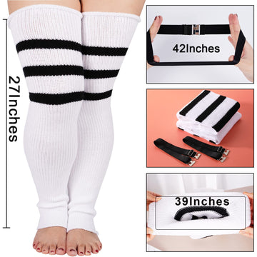 Plus Size Leg Warmers for Women-White & Black