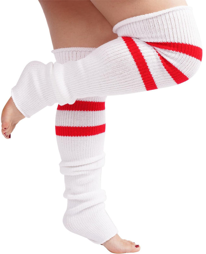 Plus Size Leg Warmers for Women White Red Moon Wood
