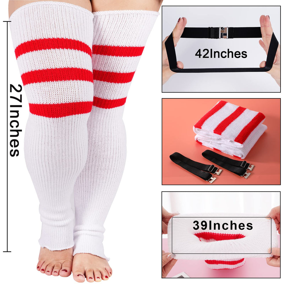 Plus Size Leg Warmers for Women White Red Moon Wood