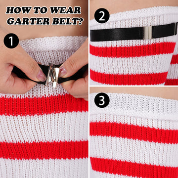 Plus Size Leg Warmers for Women-White & Red