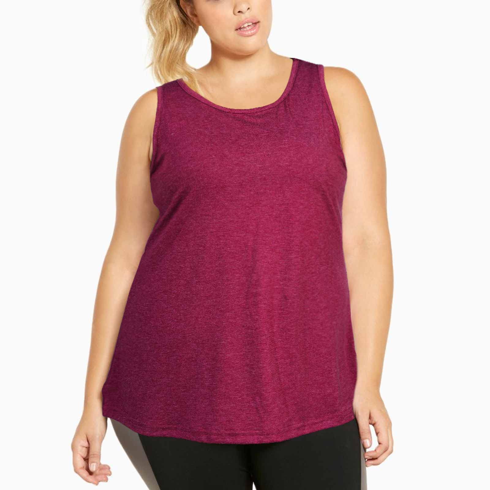 Plus Size Tank Tops for Women Summer Sleeveless T-Shirts Loose-Wine Red - Moon Wood