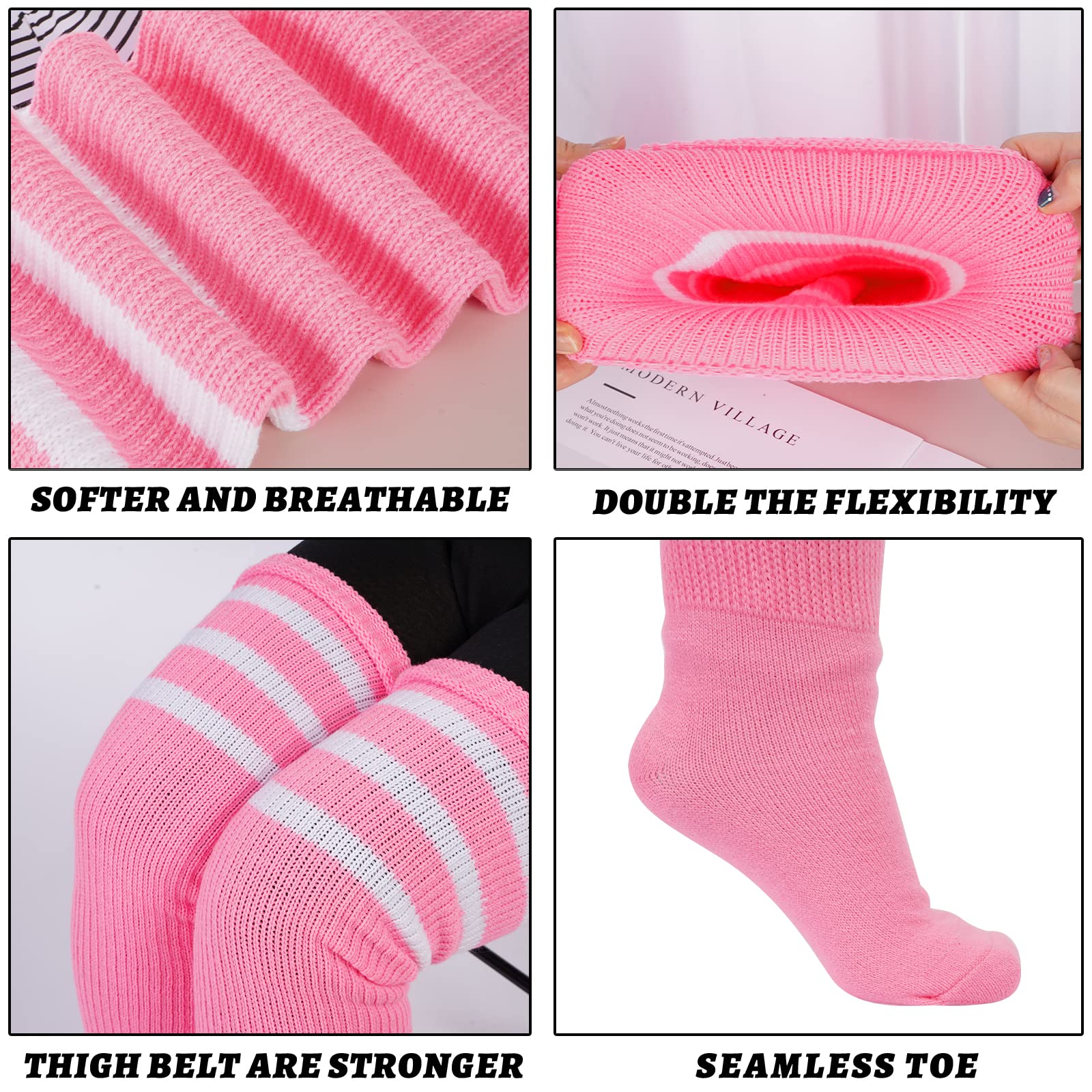 Stylish Pink Thigh High Socks for Plus Size