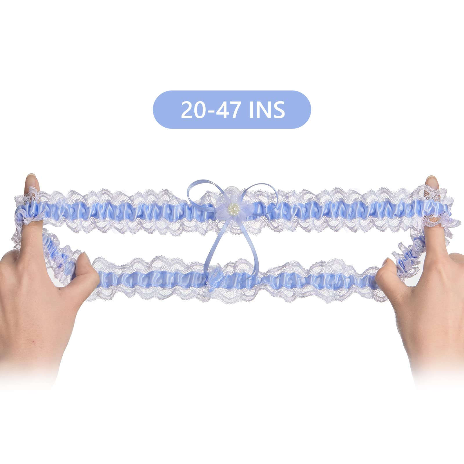 Plus Size Wedding Garters with Elastic Band Blue | Moon Wood Plus Size Wedding Garters with Elastic Band Blue | Moon Wood