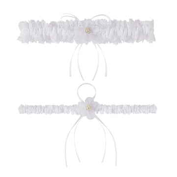 Hochzeitsstrumpfbänder in Übergröße mit Gummiband – Weiß