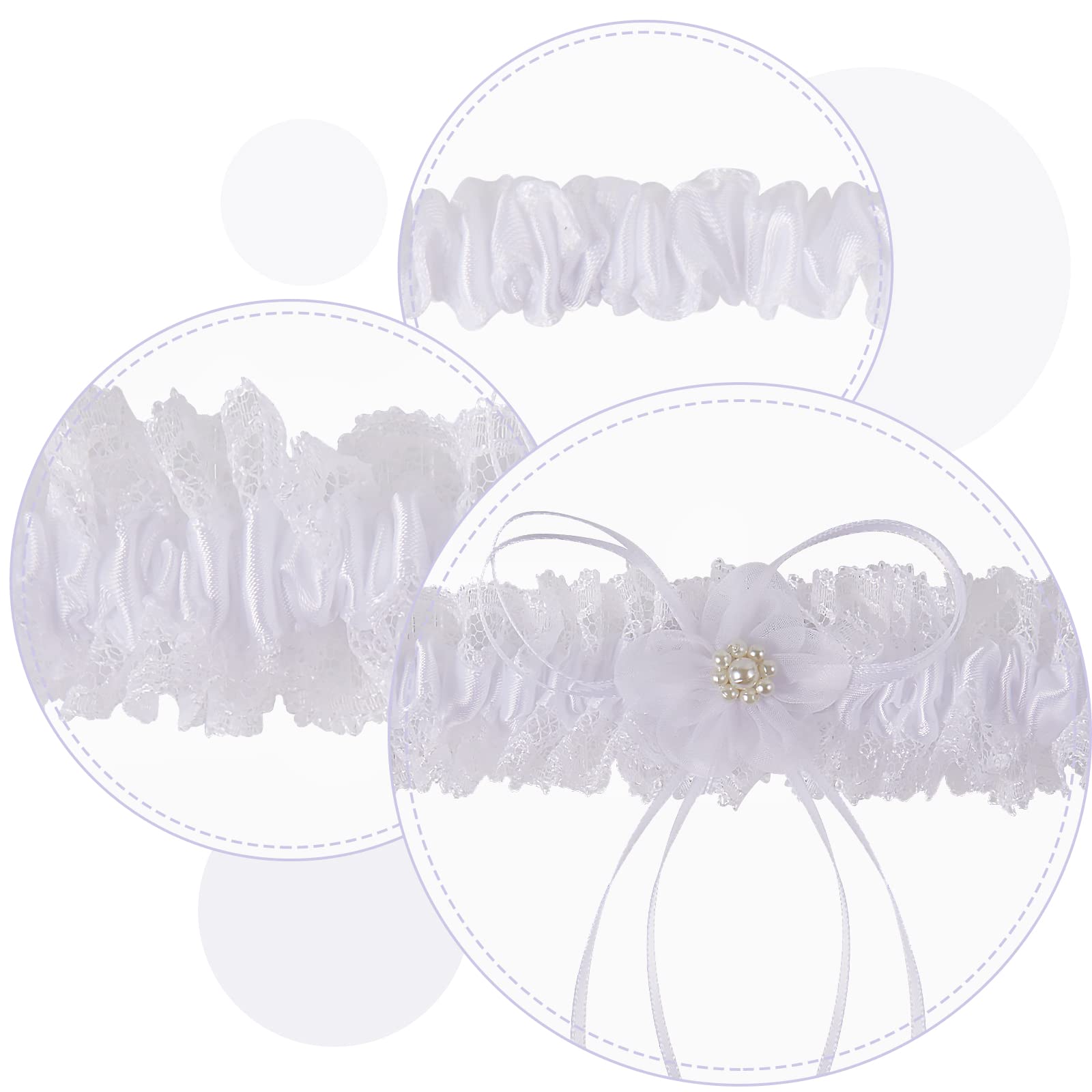 Plus Size Wedding Garters with Elastic Band-White Plus Size Wedding Garters with Elastic Band-White