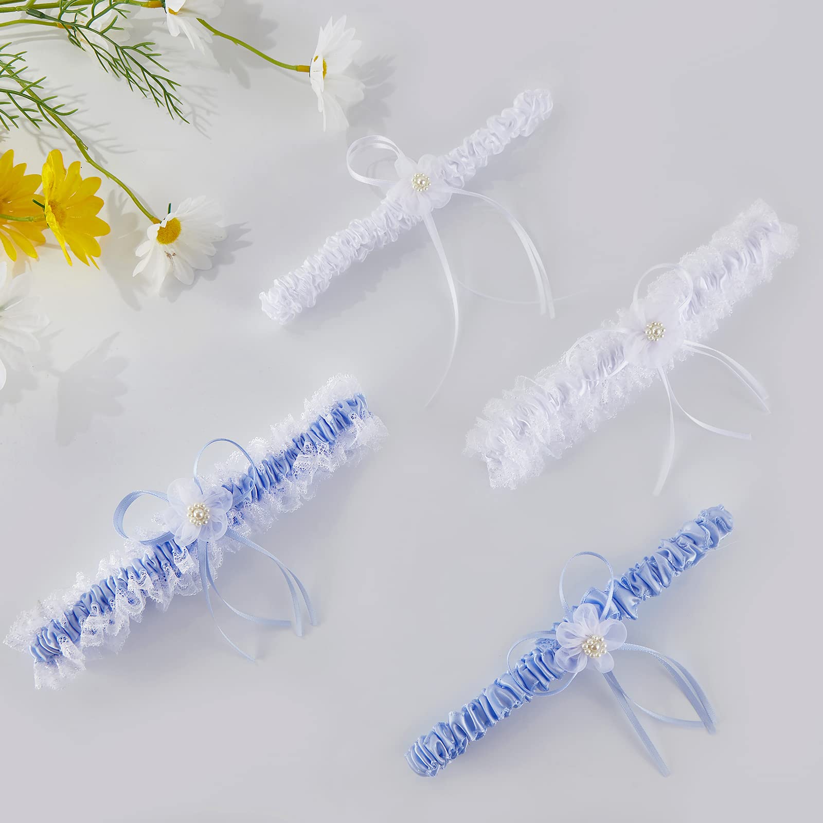 Plus Size Wedding Garters with Elastic Band-White Plus Size Wedding Garters with Elastic Band-White