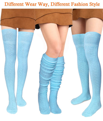 Thigh High Socks Boot Sock Women-Baby Blue