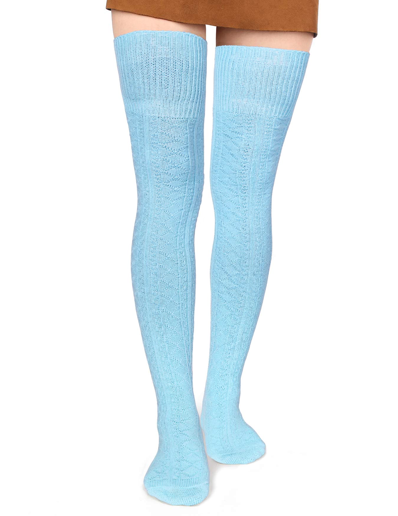 Thigh High Socks Boot Sock Women-Baby Blue - Moon Wood