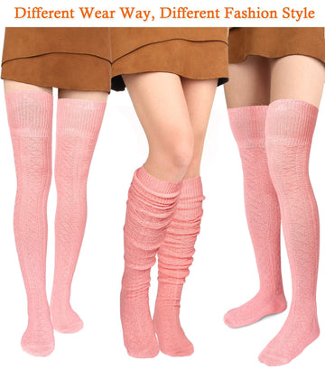 Thigh High Socks Boot Sock Women-Baby Pink