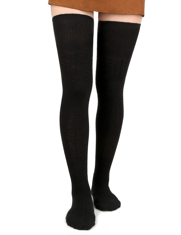 Thigh High Socks Boot Sock Women-Black - Moon Wood