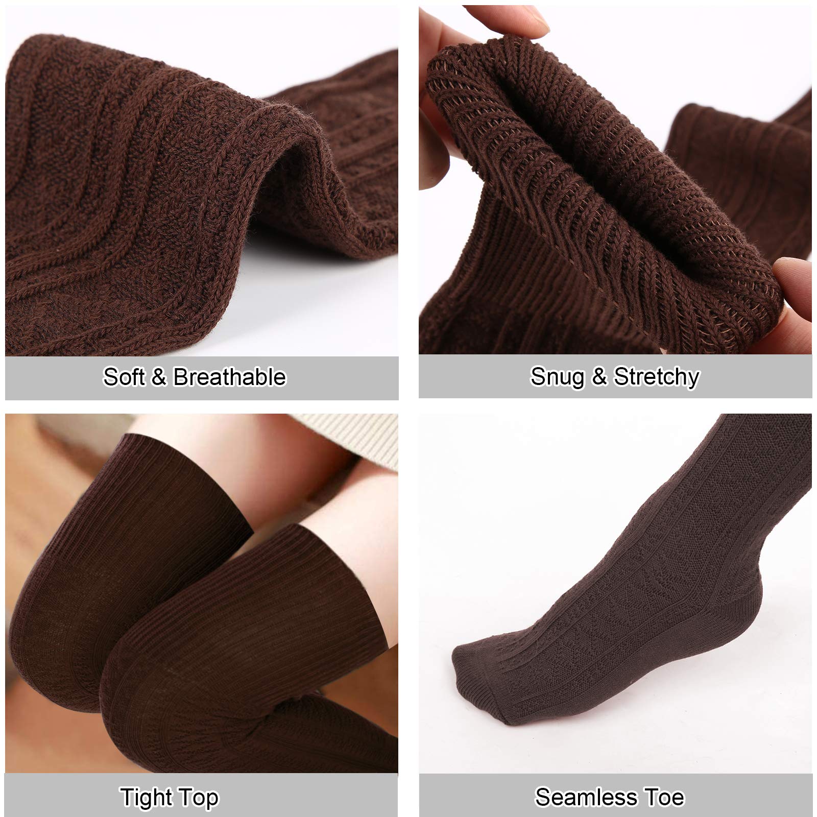 Thigh High Socks Boot Sock Women-Brown丨Moon Wood