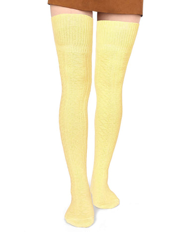 Thigh High Socks Boot Sock Women-Cream Yellow