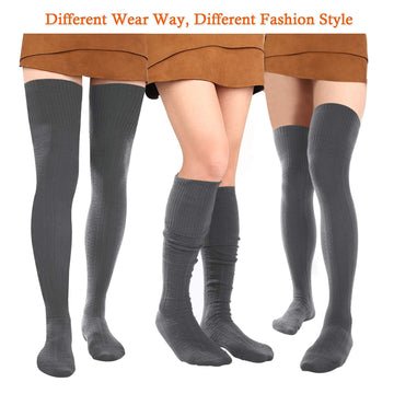 Thigh High Socks Boot Sock Women-Dark Grey - Moon Wood