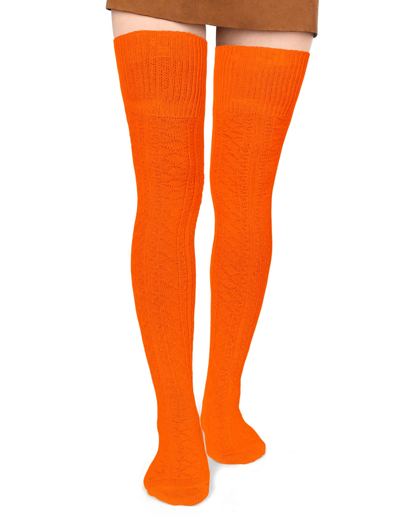 Thigh High Socks Boot Sock Women-Halloween Pumpkin - Moon Wood