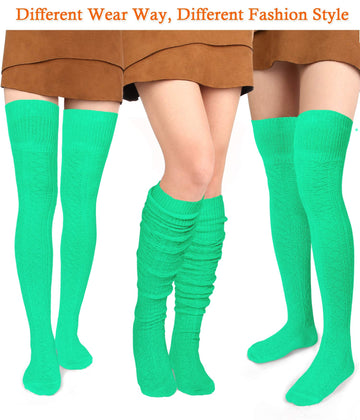 Chaussettes hautes pour femmes, chaussettes de bottes, vert menthe