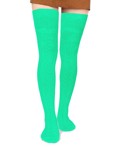 Thigh High Socks Boot Sock Women-Mint Green