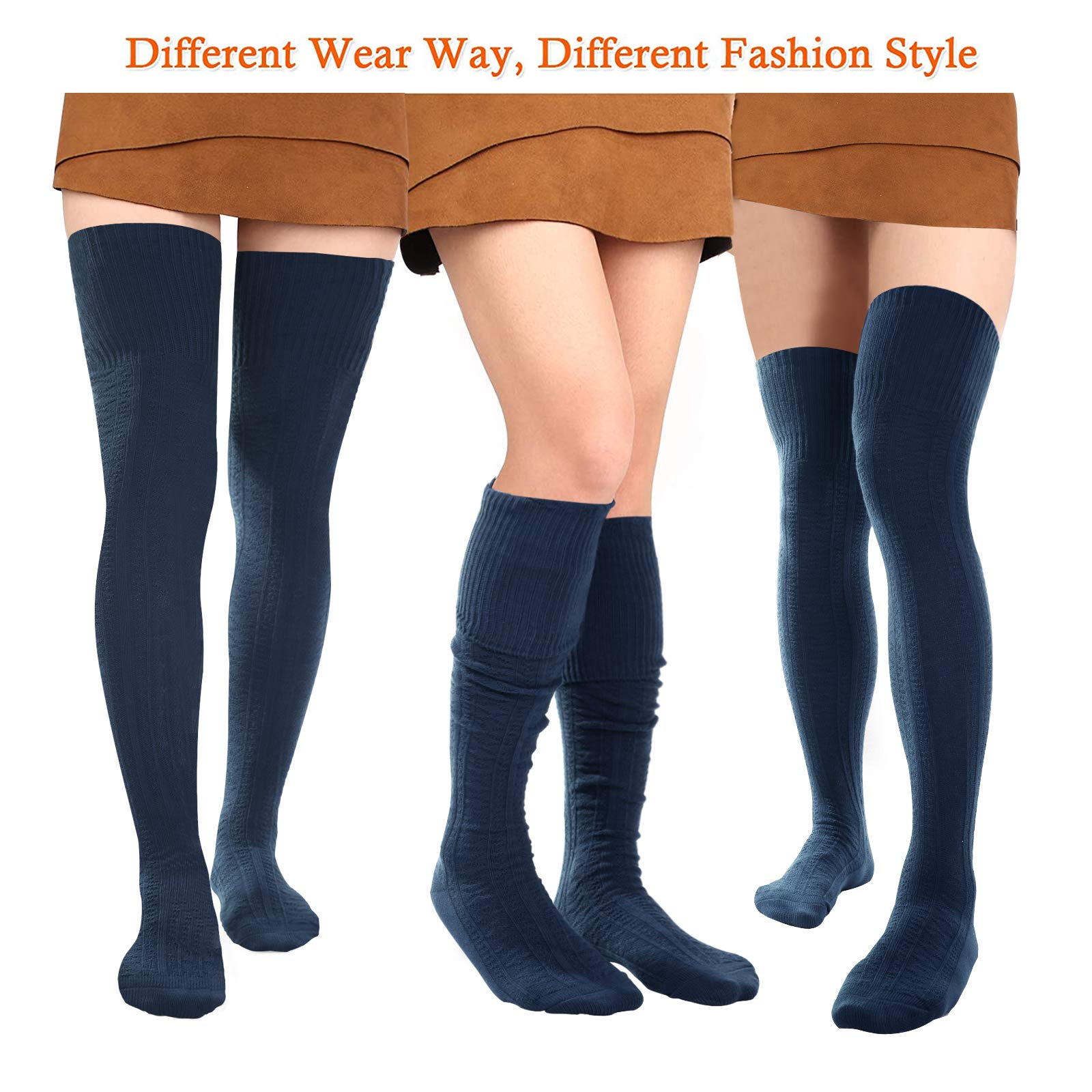 Thigh High Socks Boot Sock Women-Navy丨Moon Wood