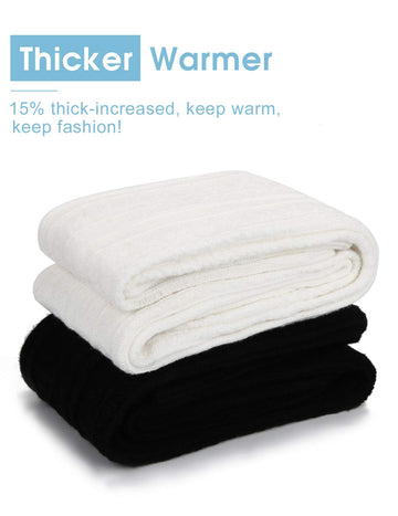 Thigh-high socks bundle, thicker knit with folded cuffs in light and dark tones
