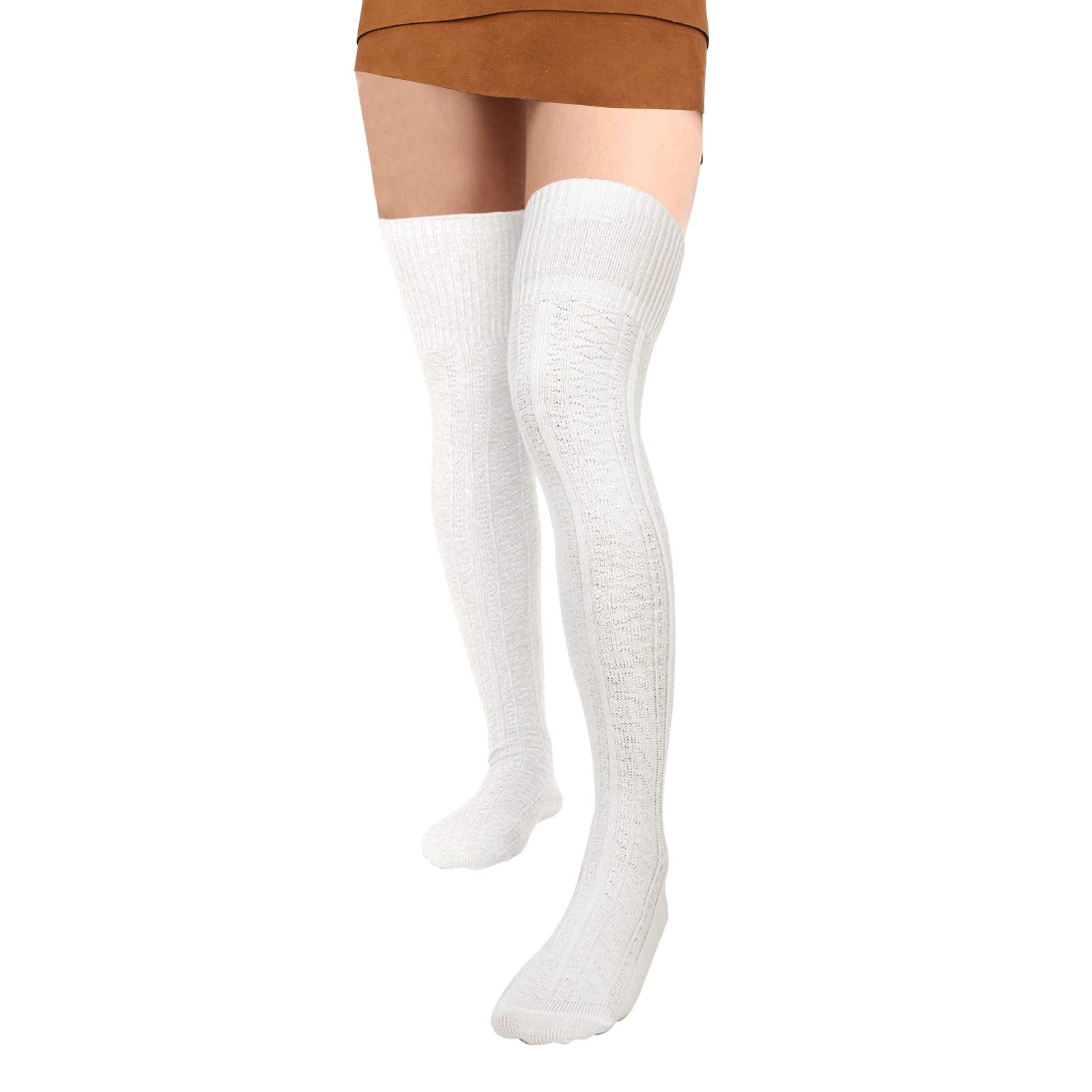 Thigh High Socks Boot Sock Women-White - Moon Wood