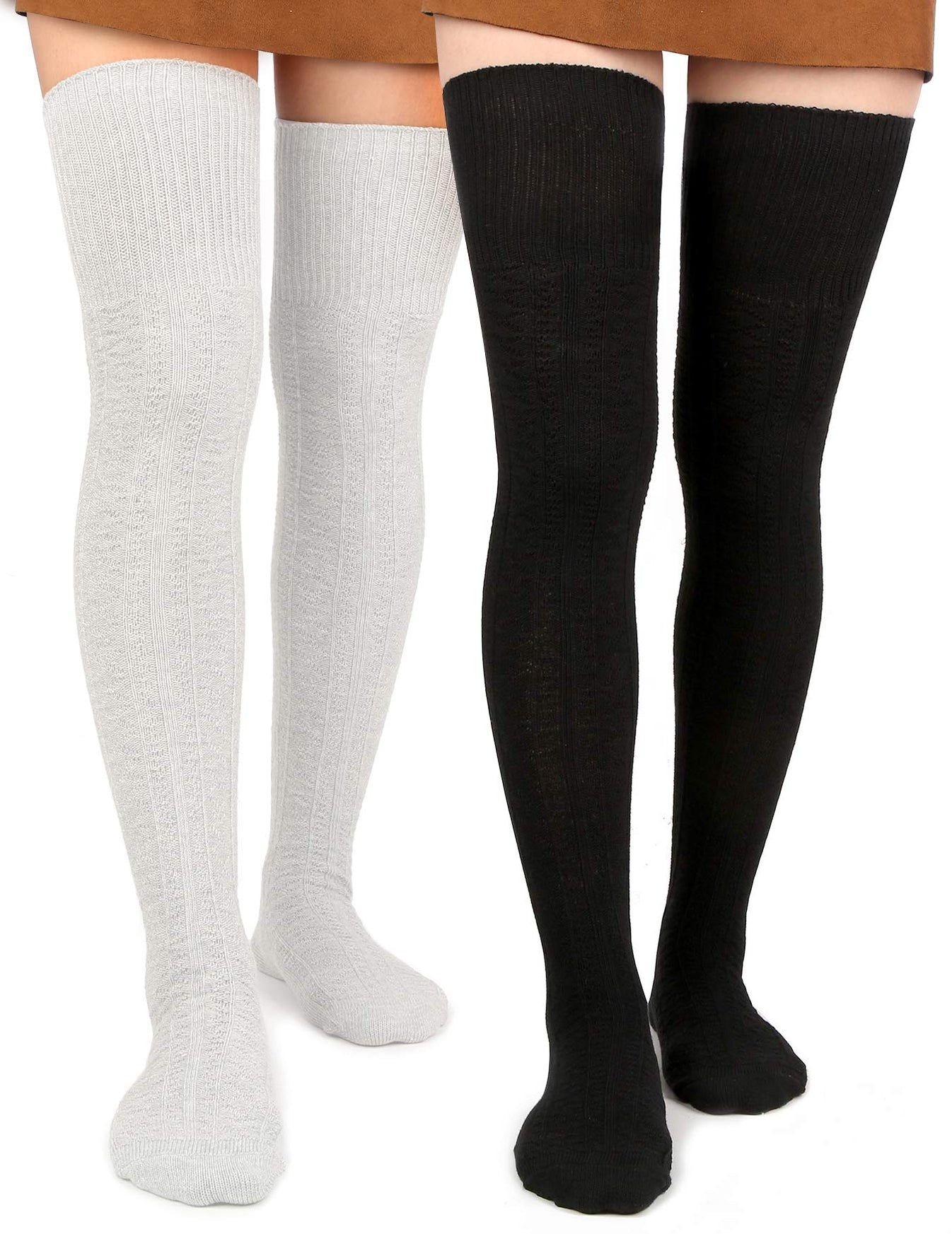 Thigh High Socks Boot Sock Women-White丨Moon Wood