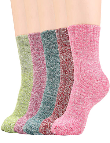 Warme Vintage-Crew-Socken aus dicker Wolle im 5er-Pack