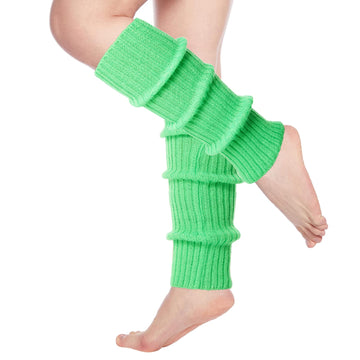 Womens Leg Warmers Neon Knitted for 80s Party Sports Yoga-Neon Green - Moon Wood