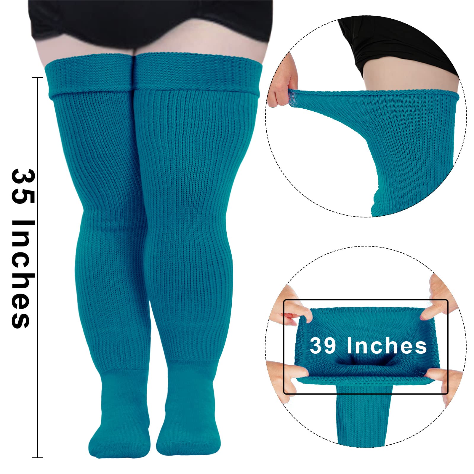 Women's Plus Size Teal Over Knee Socks