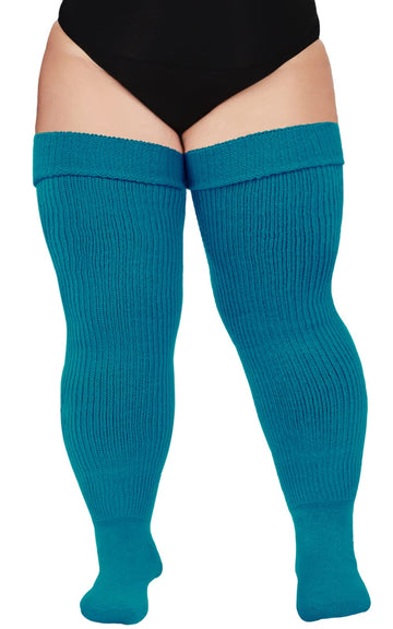 Womens Plus Size Thigh High Socks-  Blue Raspberry - Moon Wood
