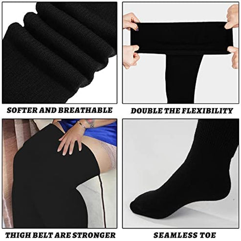 Womens Plus Size Thigh High Socks-Class Black丨Moon Wood