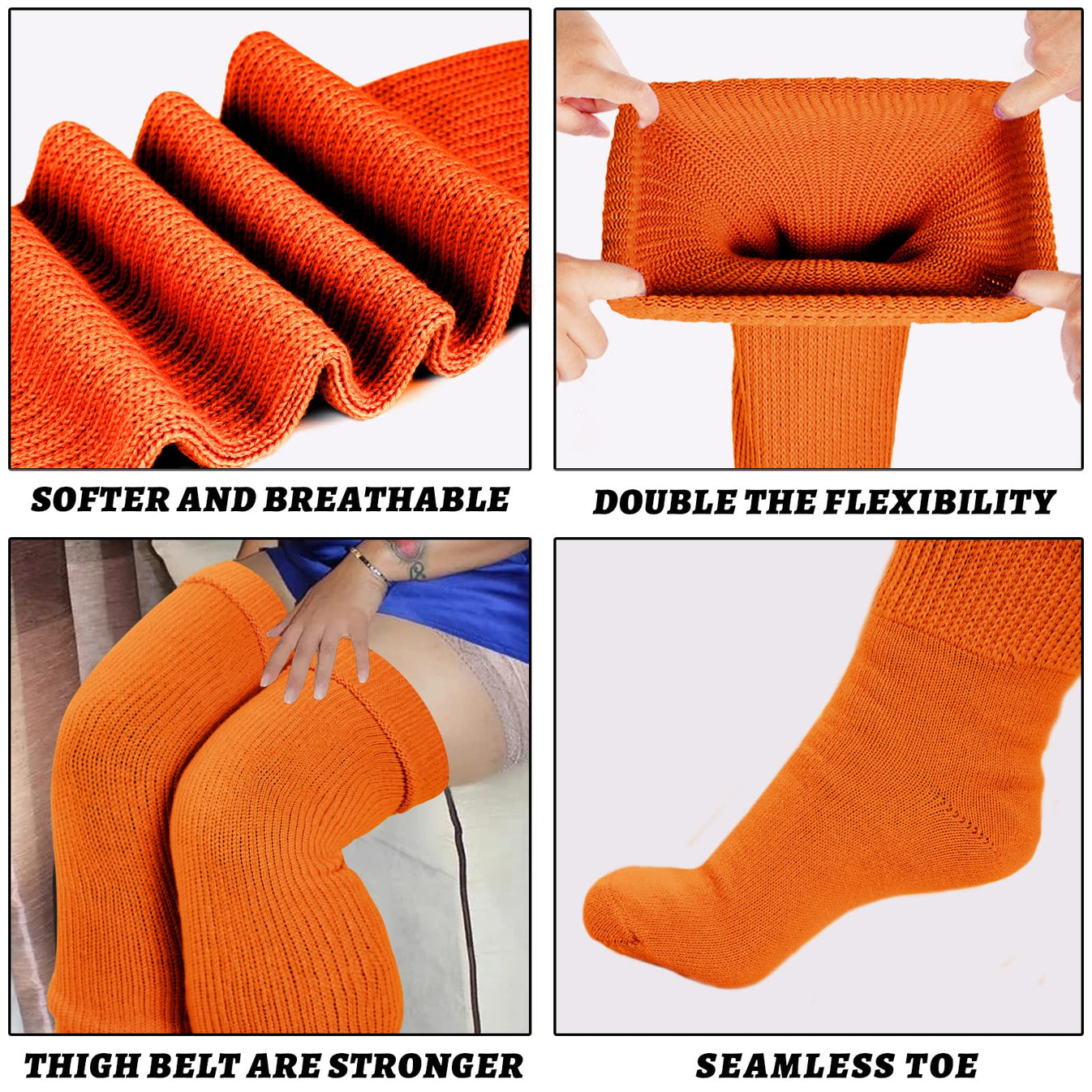 Womens Plus Size Thigh High SocksRusty Pumpkin丨Moon Wood