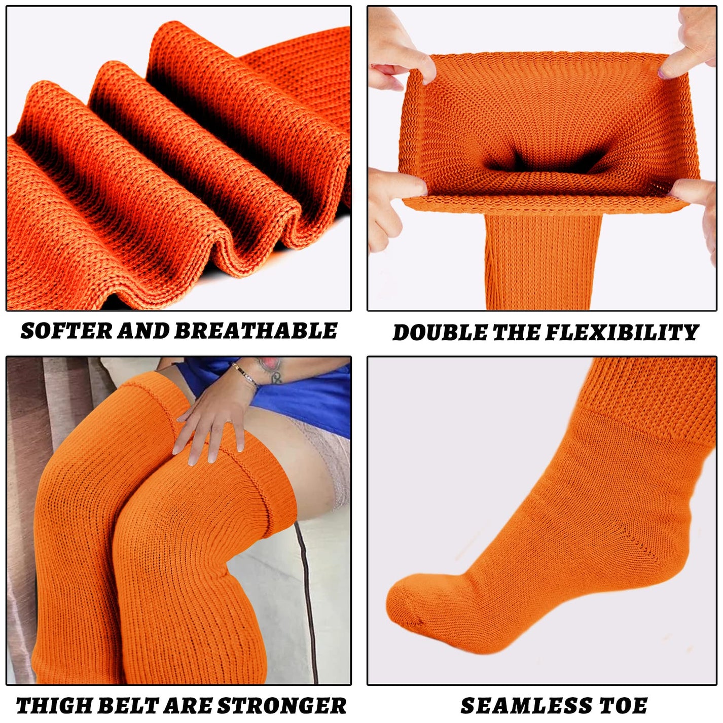 Womens Plus Size Thigh High SocksRusty Pumpkin丨Moon Wood