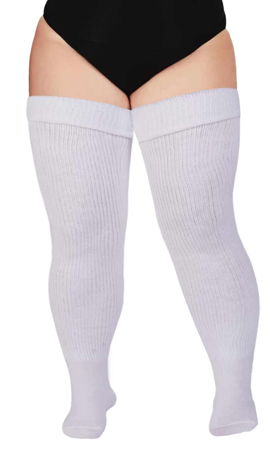 Womens Plus Size Thigh High SocksSnow White