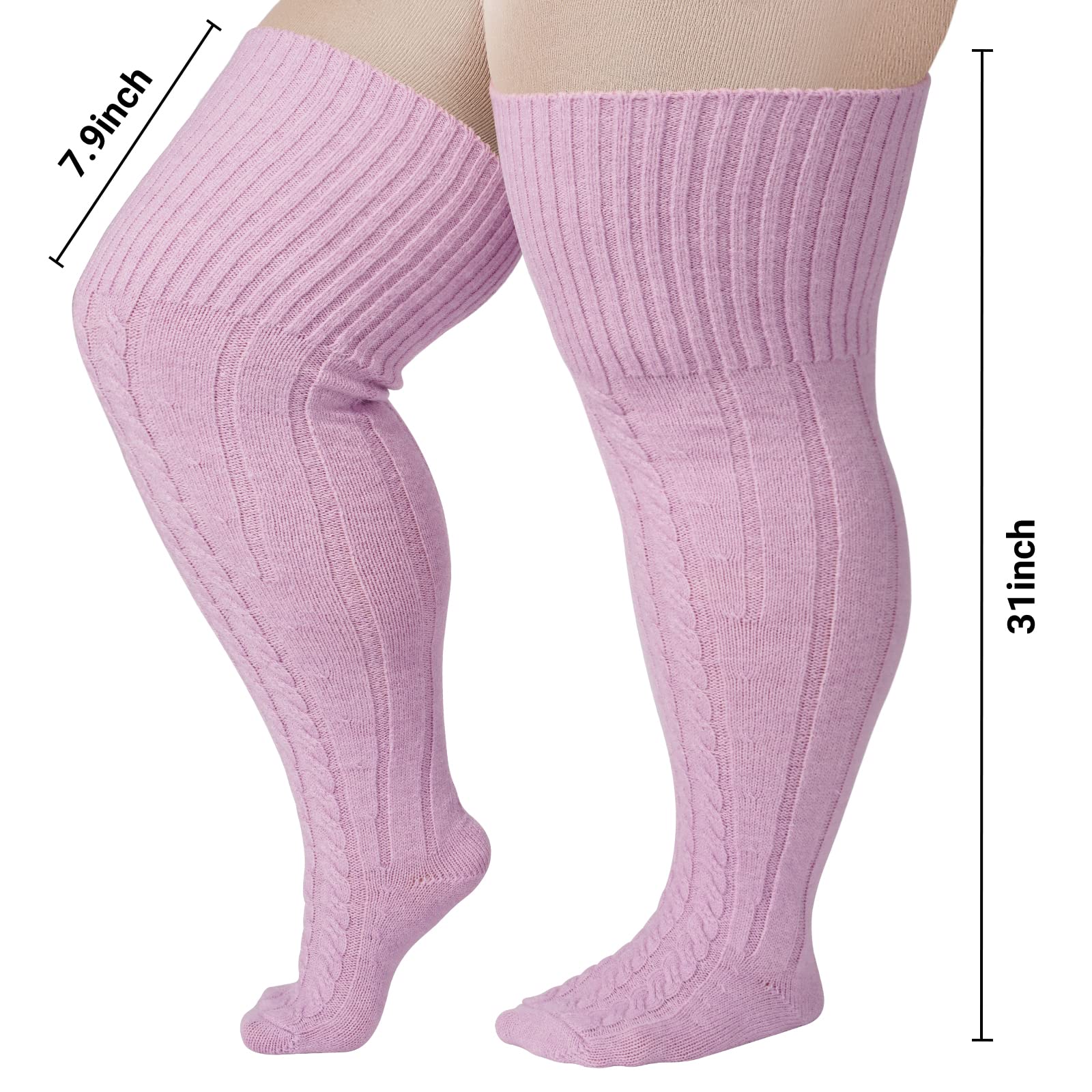 Wool Plus Size Thigh High Socks For Thick Thighs-Lavender - Moon Wood