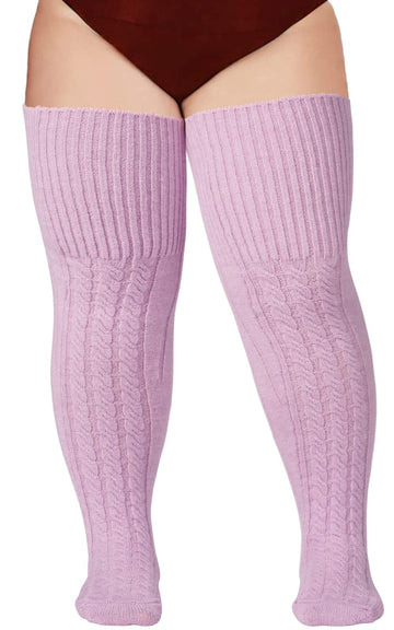 Wool Plus Size Thigh High Socks For Thick Thighs-Lavender - Moon Wood