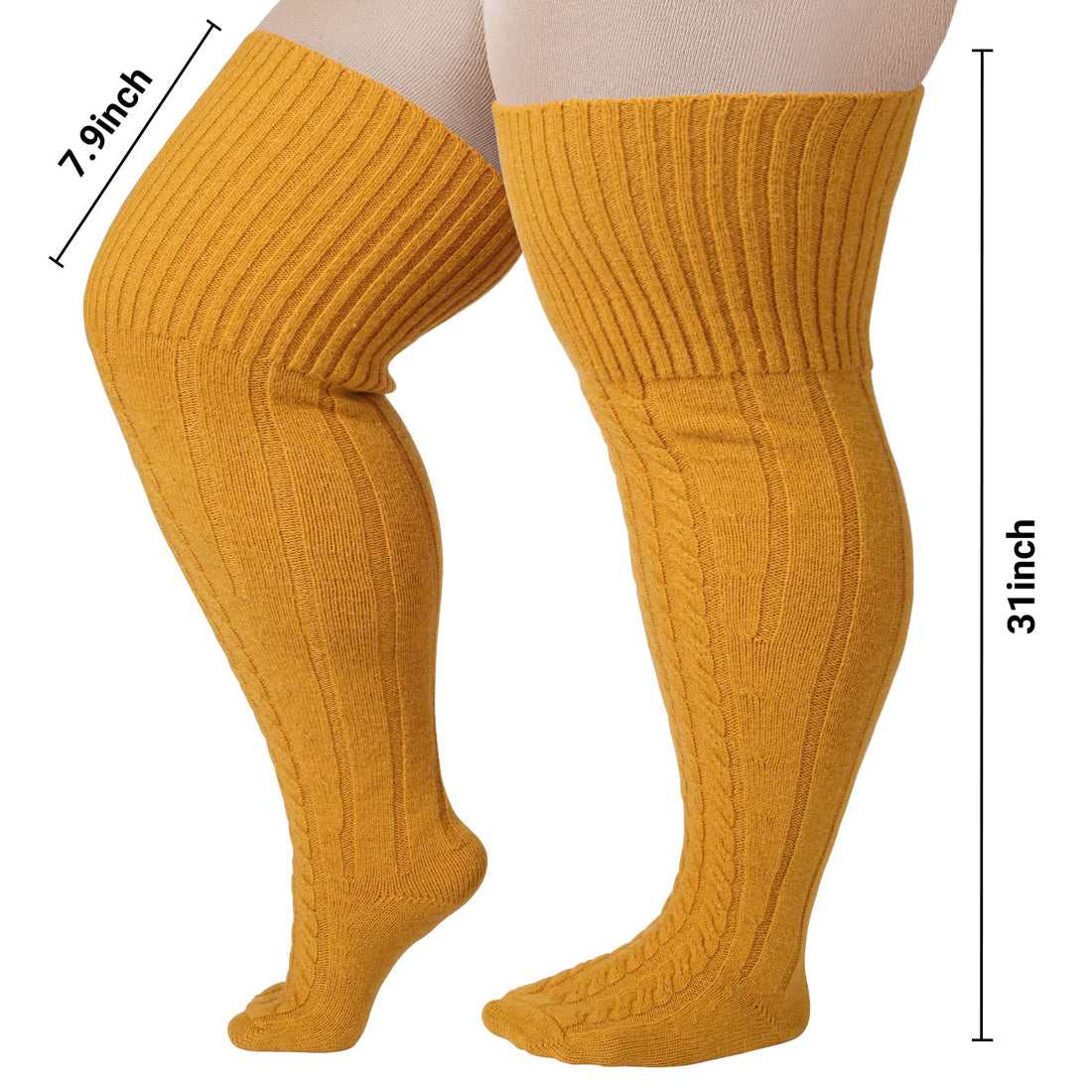 Wool Plus Size Thigh High Socks For Thick Thighs Moon Wood 
